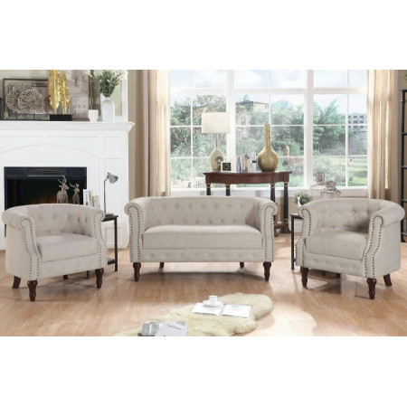 QH23 : Ghế Sofa Đơn Viền Đinh Tán - Màu Kem
